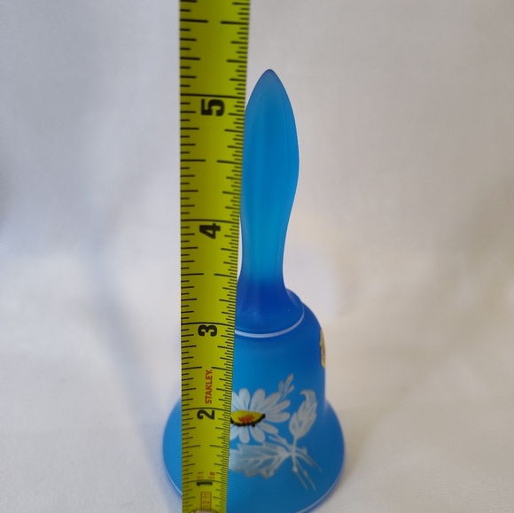 Westmoreland Blue Satin Glass Hand-Painted Bell W Label Vintage - Picture 3 of 5